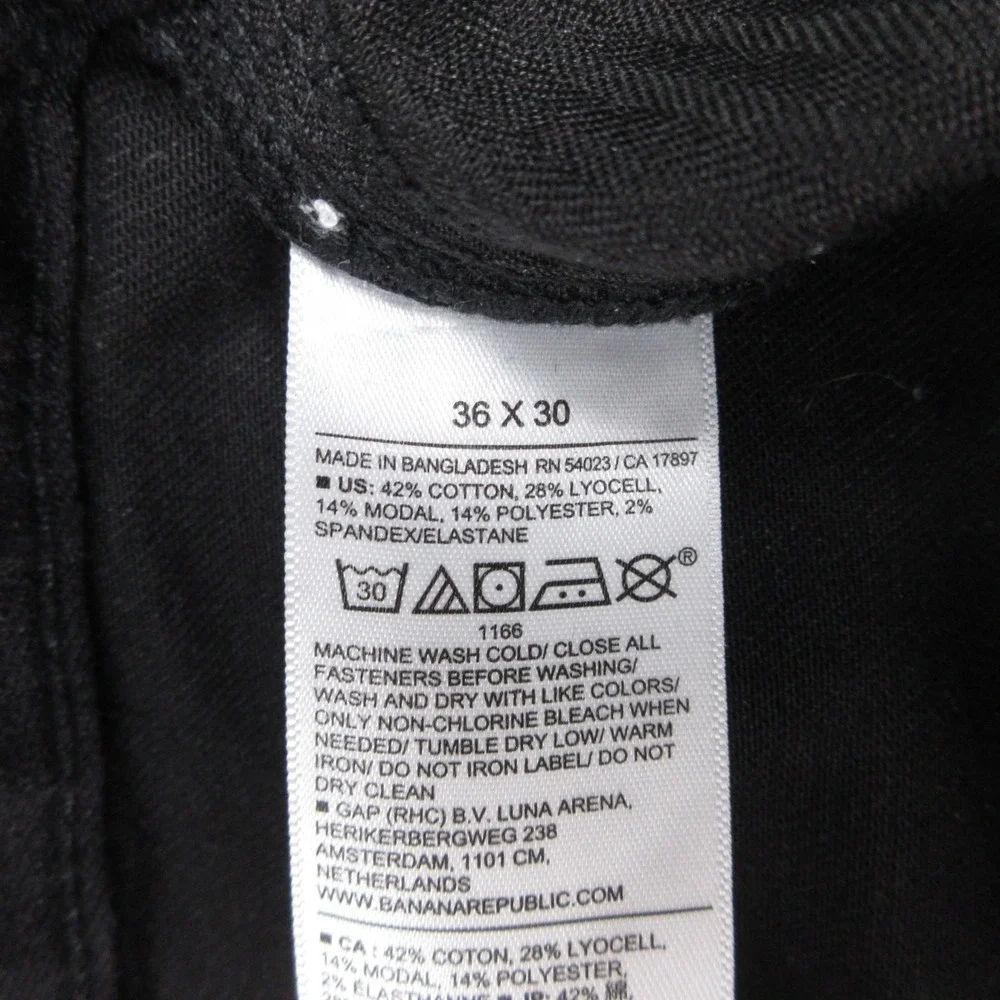 Banana Republic Jeans Mens 36x30 Black Travel Jean Stretch Slim Fit Denim Pants